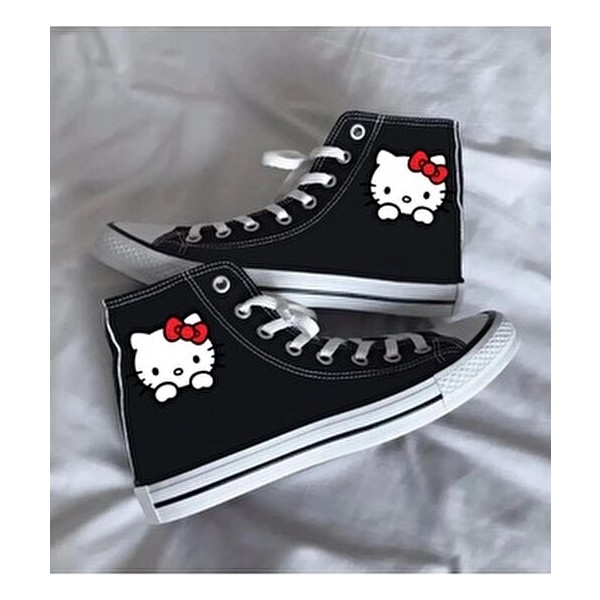 Hello Kitty Siyah Bilekli Spor Ayakkabı Kadın Çocuk Sneaker Düz Taban Tekstil Malzemeden Ayakkabılar ve Çantalar Fiyatı