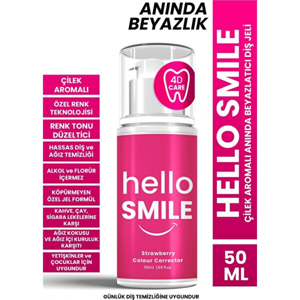 Hello Smile Çilek Aromalı Anında Beyazlatıcı Diş Jeli Diş Beyazlatıcılar Fiyatı