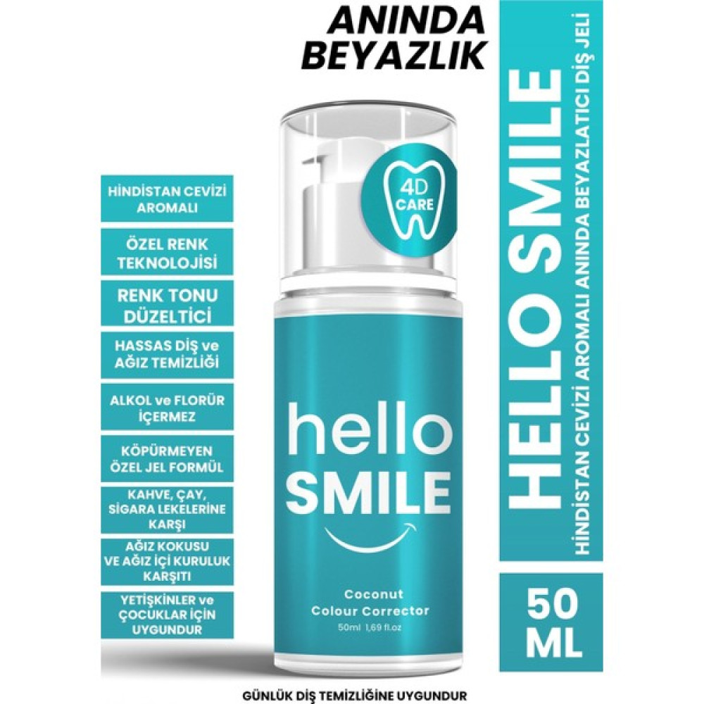Hello Smile Hindistan Cevizi Aromalı Anında Beyazlatıcı Diş Jeli Diş Beyazlatıcılar Fiyatı