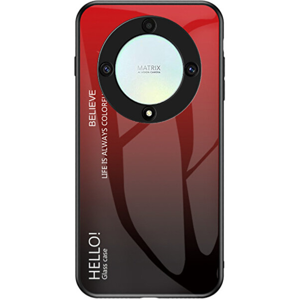 Hello-U Honor X9A 5g Temperli Cam+Pc+Tpu Telefon Kapağı Gradyan Renkli Akıllı Telefon Kılıfı (Yurt Dışından) - Kırmızı - Siyah Cep Telefonu Kılıfı Fiyatı