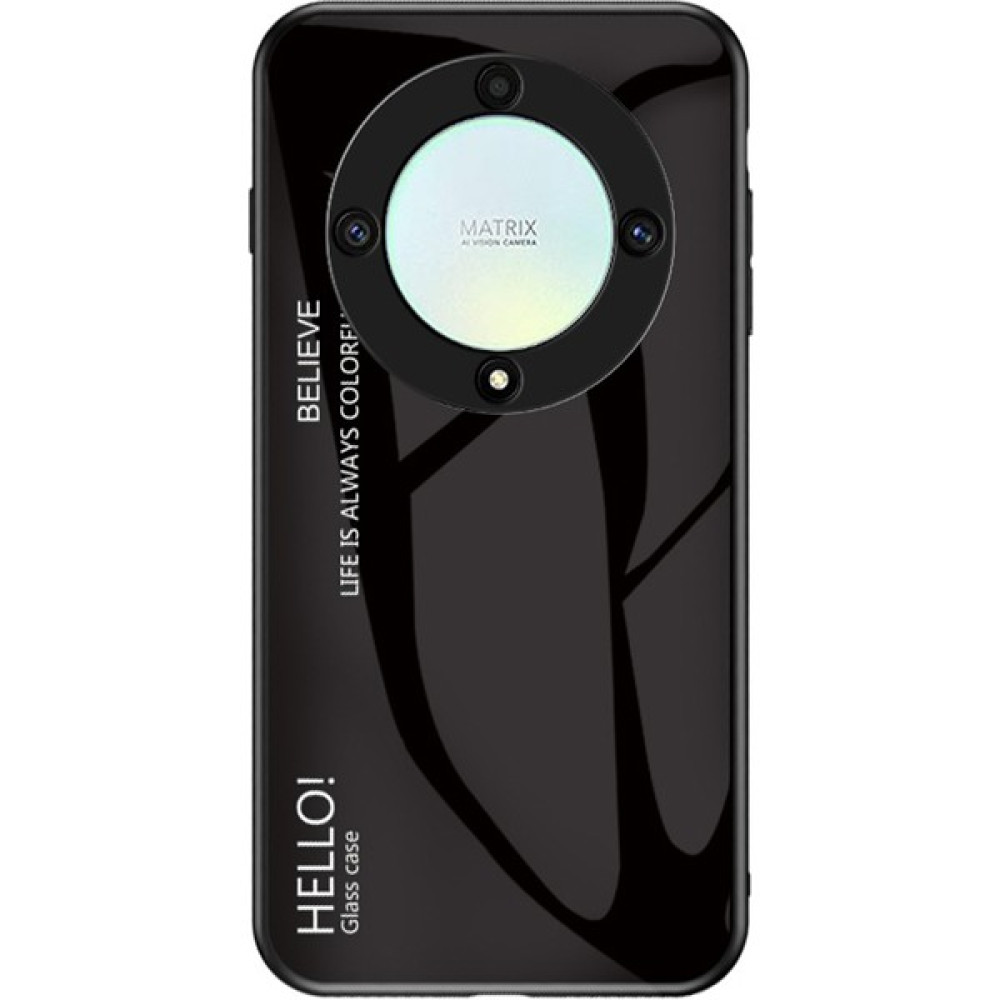 Hello-U Honor X9A 5g Temperli Cam+Pc+Tpu Telefon Kapağı Gradyan Renkli Akıllı Telefon Kılıfı (Yurt Dışından) - Siyah Cep Telefonu Kılıfı Fiyatı