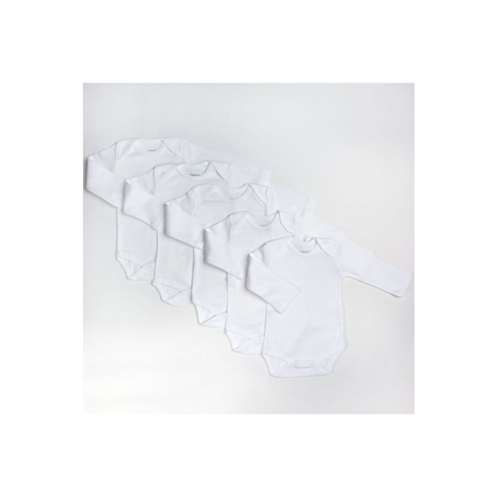 HelloBaby by ebebek loBaby Bebek Basic Ribana Zarf Yaka 5li Uzun Kol Body - Beyaz 3 Ay Beden Bebek Body Fiyatı