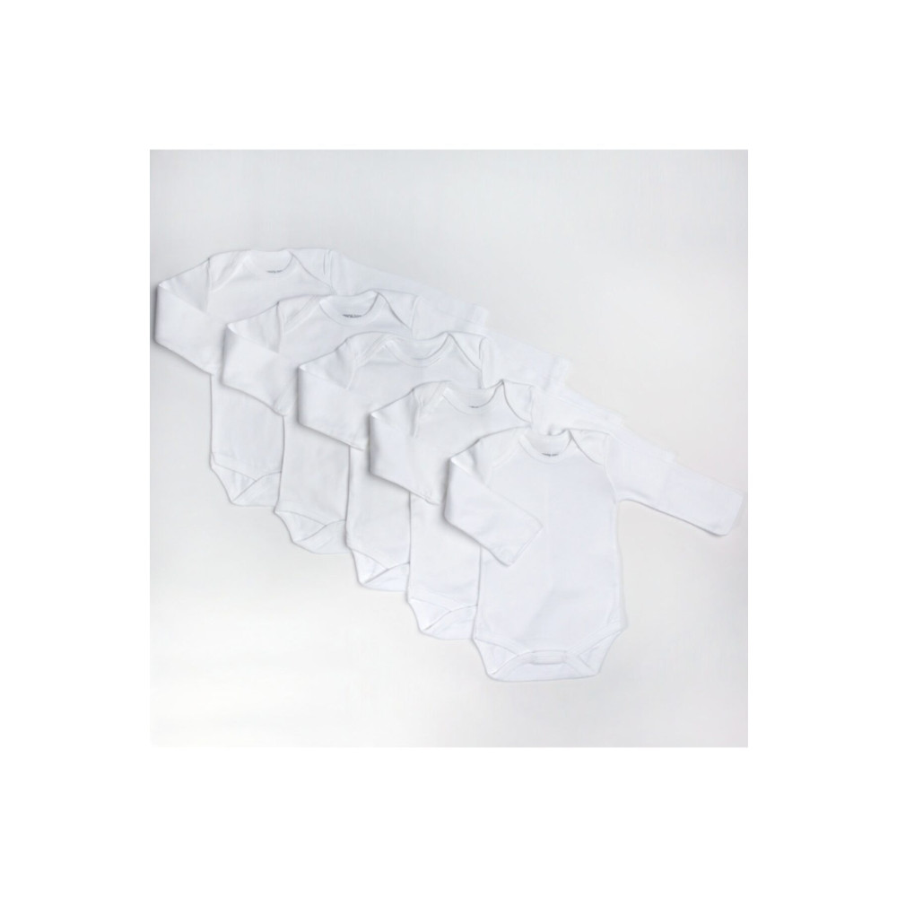 HelloBaby by ebebek loBaby Bebek Basic Ribana Zarf Yaka 5li Uzun Kol Body - Beyaz 9 Ay Beden Bebek Body Fiyatı