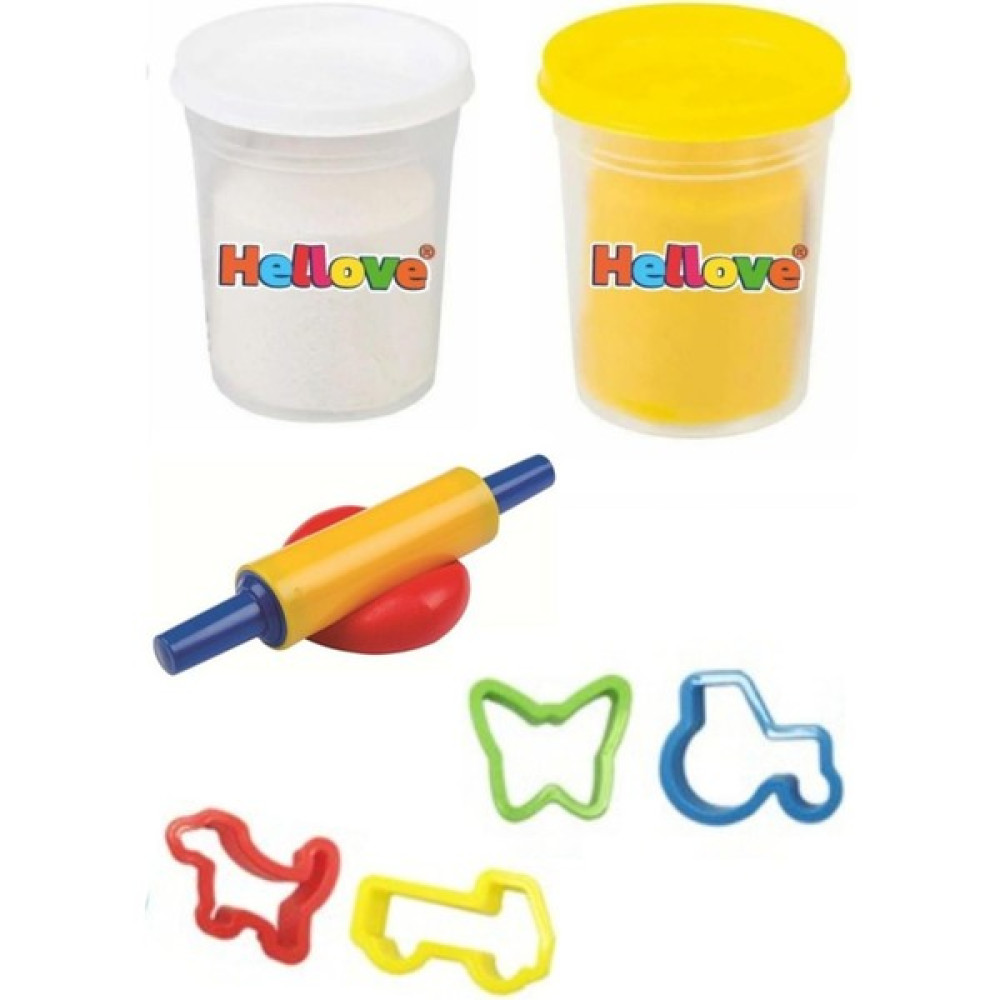 Hellove 2 Adet Oyun Hamuru + Oyun Hamuru Için Merdane ve Kalıp Seti Play Dough - Renkli Eğitici Oyuncak Fiyatı