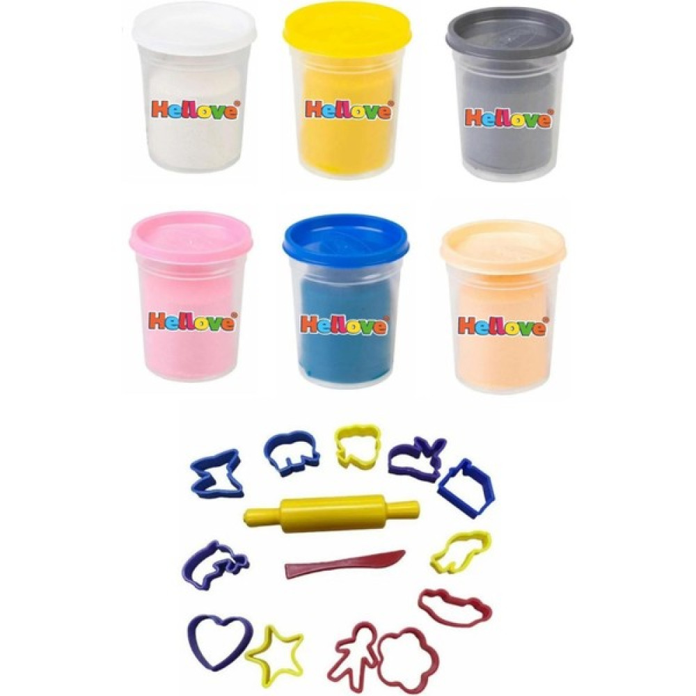 Hellove 6 Adet Oyun Hamuru + Oyun Hamuru Için Merdane ve Kalıp Seti Play Dough - Renkli Eğitici Oyuncak Fiyatı