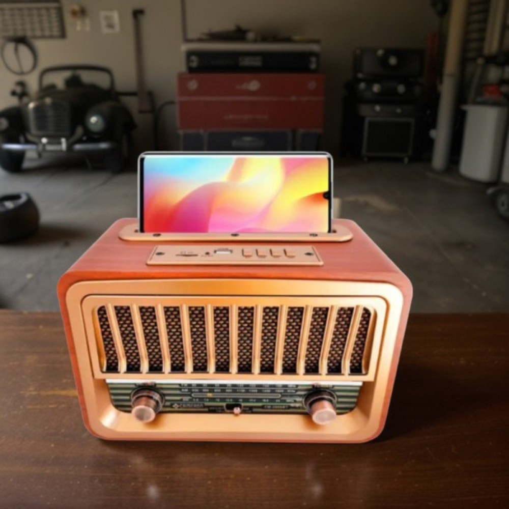 Helsinki Machine 2868BT Büyükboy Dekoratif Nostaljik Radyo, Usb+Tf Card, Telefon Tutucuklu, Müzik Çalar - Koyu Kahverengi Alarmlı Saatler & Radyolar Fiyatı
