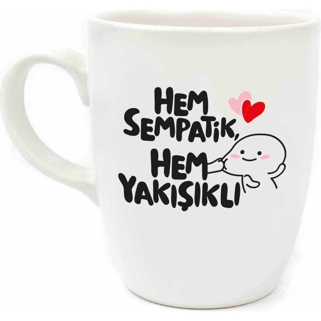 Hem Sempatik Hem Yakışıklı Krem Oval Kupa - Hediyelik Kupa Fincan Mug - 1 Adet Diğer Fiyatı