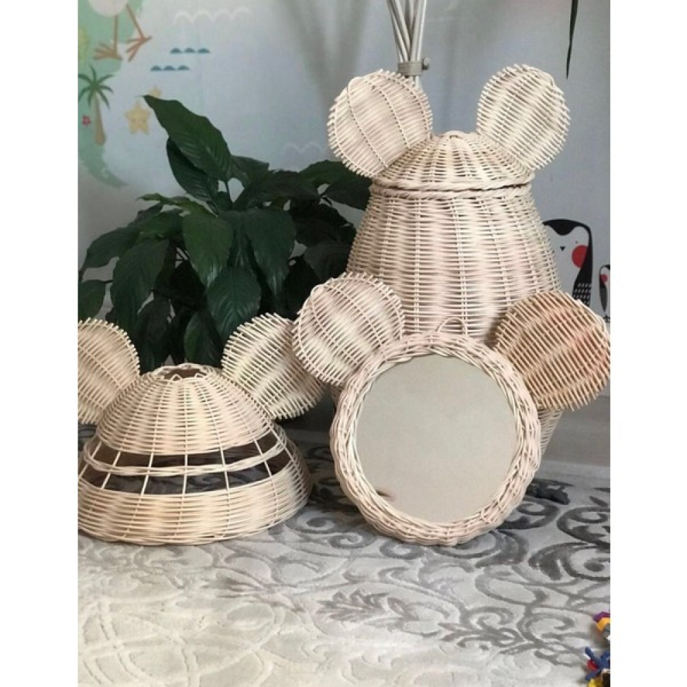 Hema Bambu Rattan Ayıcık 3 'lü Avize ayna ç.sepeti Modelimiz - Bej Sepet Fiyatı