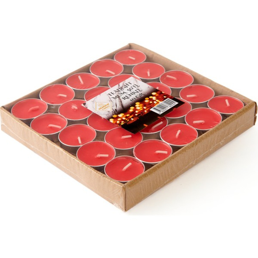 Hemdem Candle Dekoratif 50'li Tealight Mum - Çilek Kokulu - Kırmızı - 25 Adet Dekoratif Mum Fiyatı