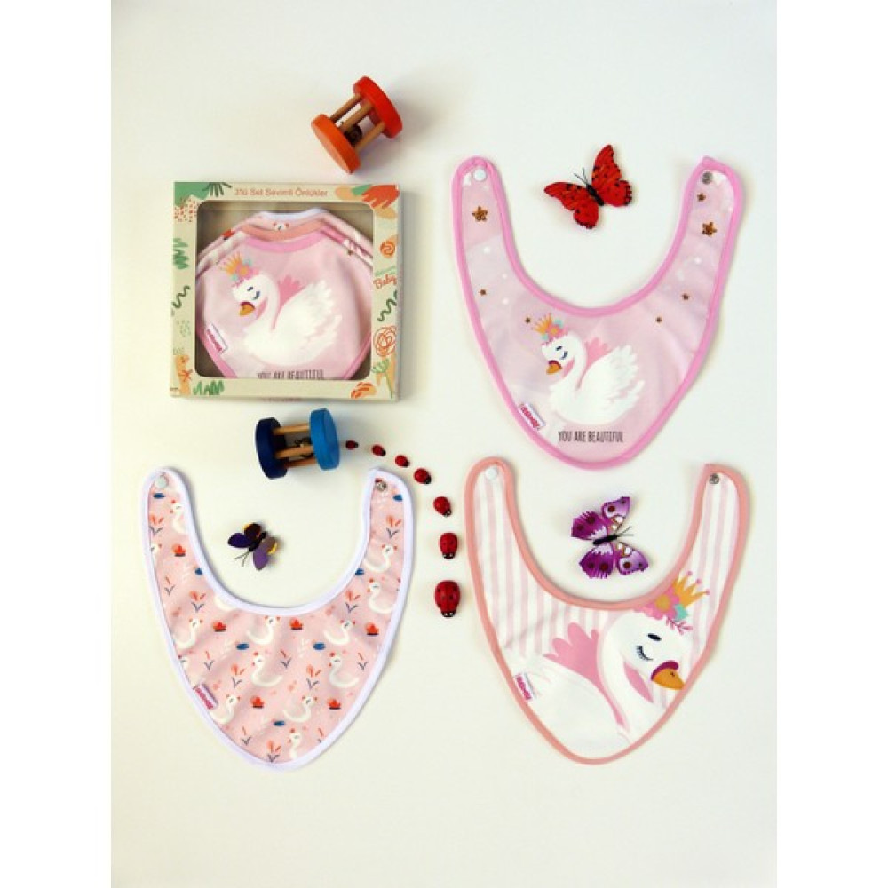 Hemi Baby Sevimli Kuğu Temalı 3lü Lüks Mama Önlük Seti (Kendi Kutusunda) - Pembe - 0 - 1 Yaş Oto Boyaları Fiyatı