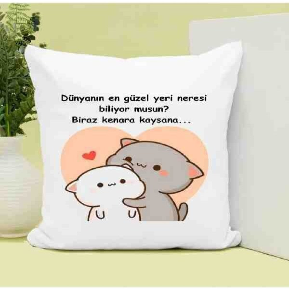 Hen GSM Dünyanın En Güzel Yeri Senin Yanın Baskılı Yastık Hediye - Beyaz - 30 x 30 cm Yastık Fiyatı