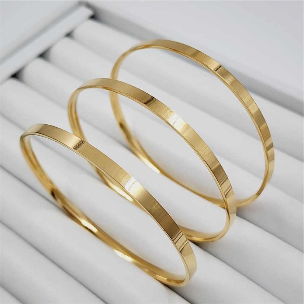 Hena Çelik Gold 4mm. Geniş Ajda Bilezik 6,5 Cm. Altın, Takı & Aksesuar Fiyatı