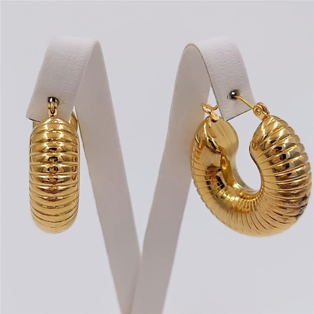 Hena Çelik Gold Çizgili Boru Küpe Altın, Takı & Aksesuar Fiyatı