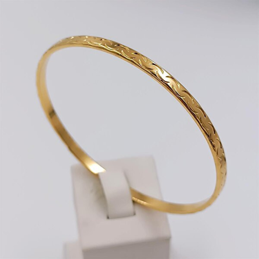 Hena Çelik Gold Dalga Desenli Bilezik - 6 cm Altın, Takı & Aksesuar Fiyatı