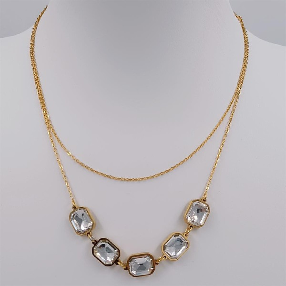 Hena Çelik Gold Diamond Taşlı Kolye 45 cm Altın, Takı & Aksesuar Fiyatı