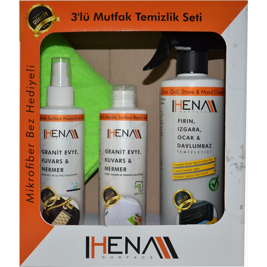 Hena Surface Temizlik Seti Besleyici ve Su Itici Onarım Temizleyici 3'lü - Yeşil Parlatıcı ve Temizleyiciler Fiyatı