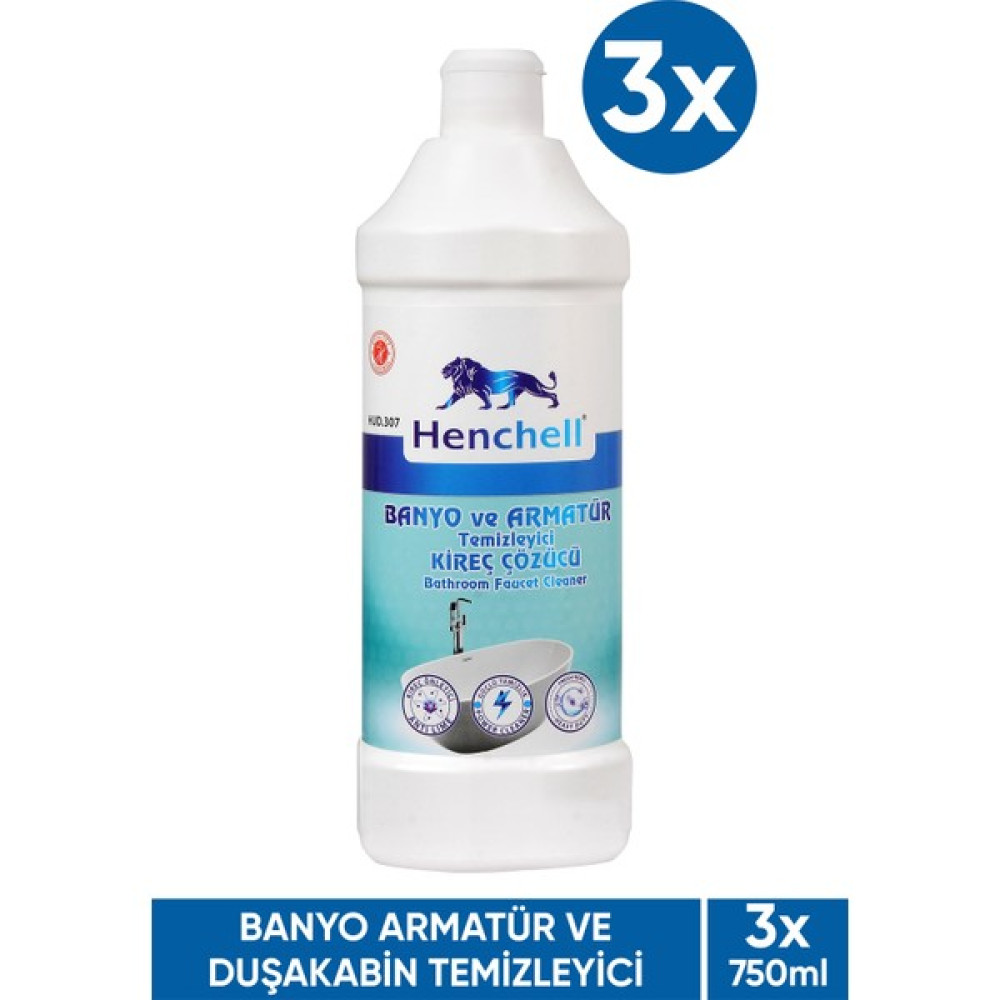 Henchell Banyo Armatür ve Duşakabin Kireç Çözücü ve Temizleyici 3X750ML Temizlik Malzemeleri Fiyatı