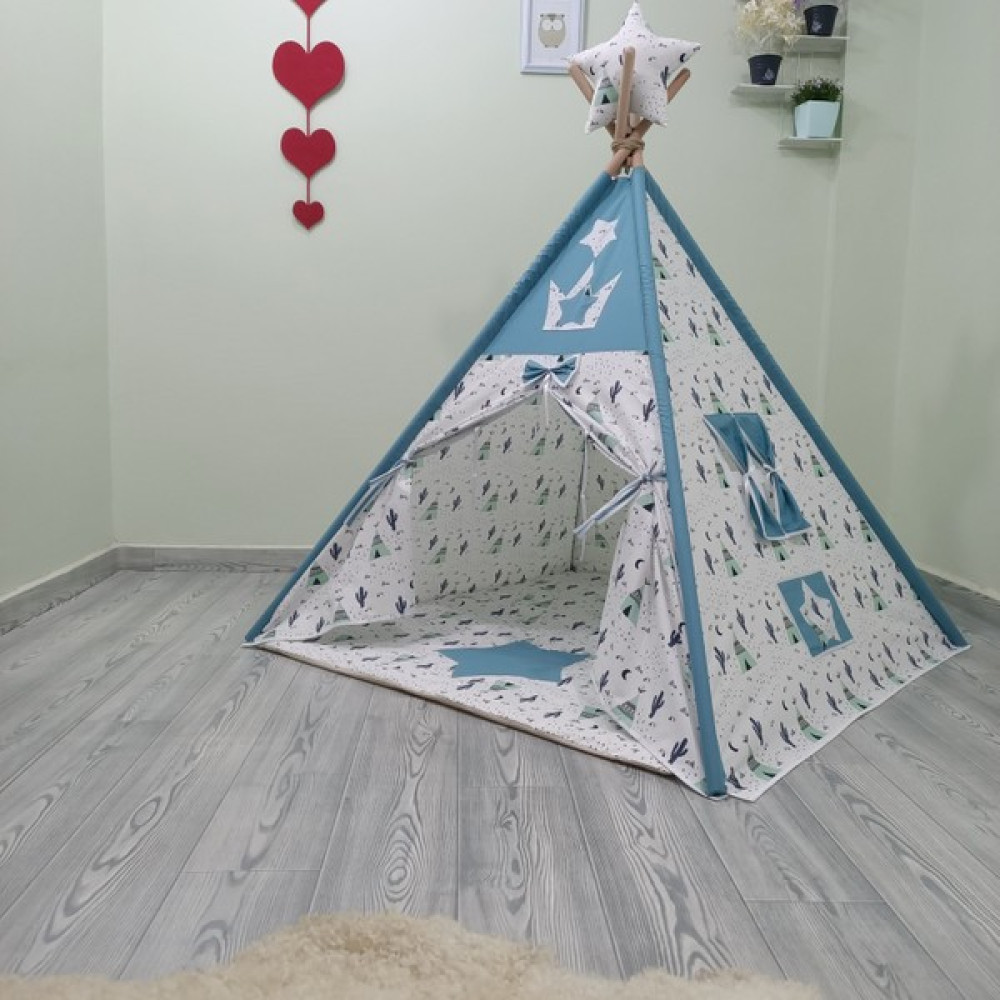 Henna Prime Sabitlenebilir Çocuk Oyun Çadırı Kaktüslü - Mavi - Beyaz Oto Boyaları Fiyatı