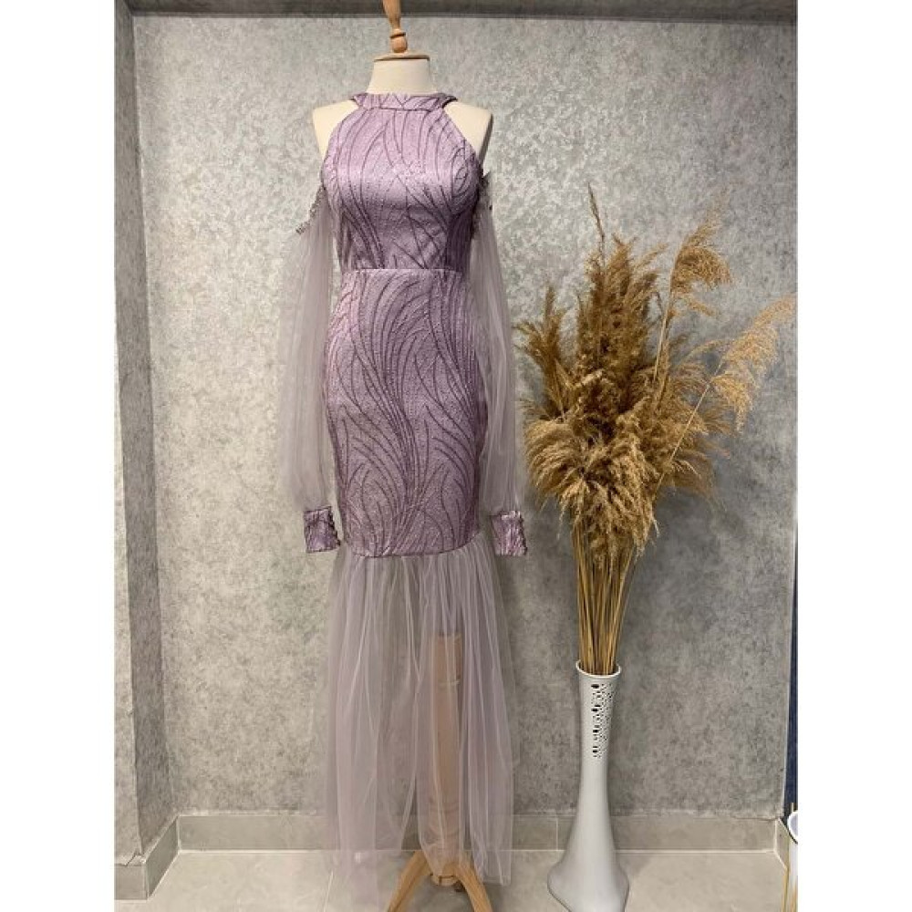 Hennin 23Y8016 Hennin Elbise Abiye - Hennin - 23Y8016 - Lila - 42 Elbise Fiyatı