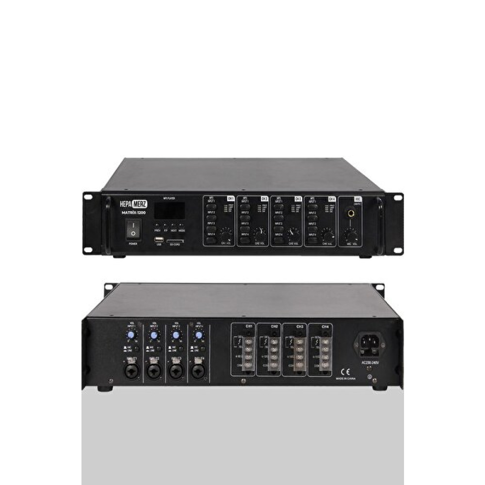 Hepa Merz Matrix 1200 4x300W 4 Bölgeye 4 Ayrı Ses Yayını Matrix Mikser Anfi Mikserler Fiyatı