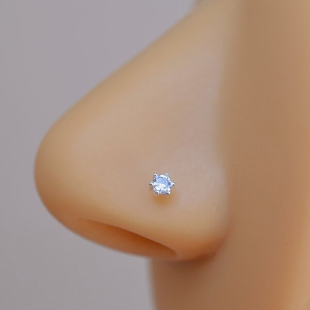 Heppii 925 Ayar Tektaş Hızma Taşlı Burun Piercing 3 mm - Çok Renkli Altın & Gümüş Piercing Fiyatı