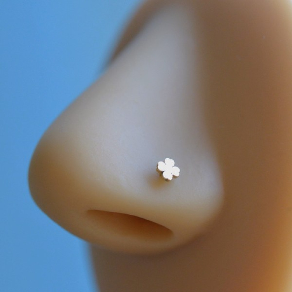 Heppii Cerrahi Çelik Gold Renk Çelik Burun Piercing Yonca Model Hızma Hızma Fiyatı
