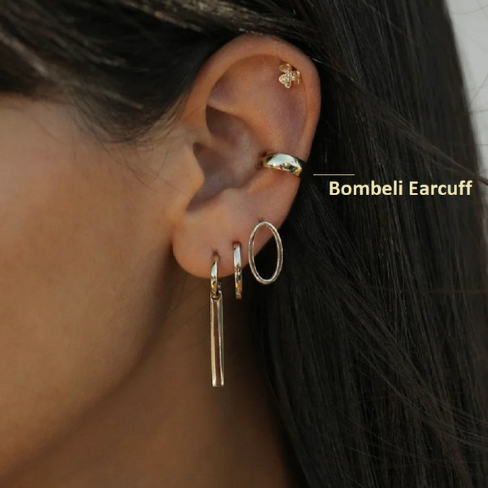 Heppii Gold Bombeli Düz Earcuff Sıkıştırma Kıkırdak Küpe Bijuteri Küpe Fiyatı