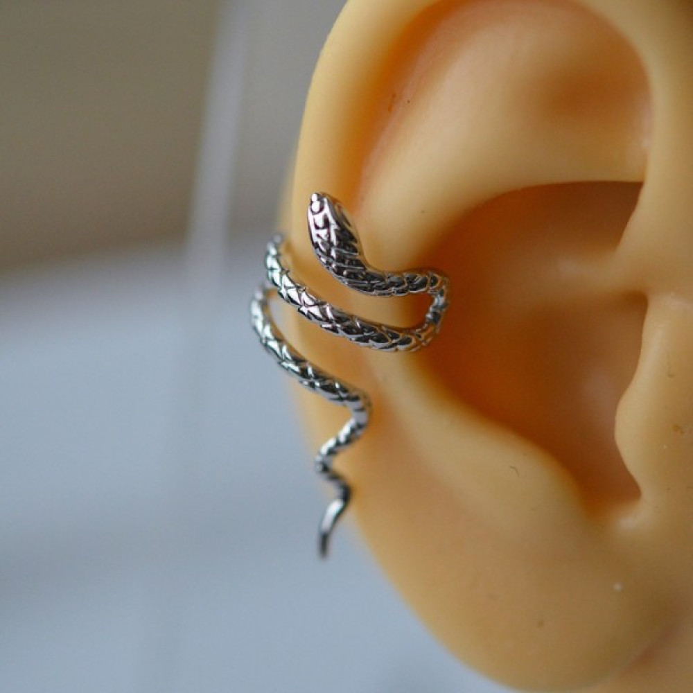 Heppii Gümüş Renkli Çelik Yılan Model Earcuff Yılan Sıkıştırma Kıkırdak Küpesi Bijuteri Küpe Fiyatı
