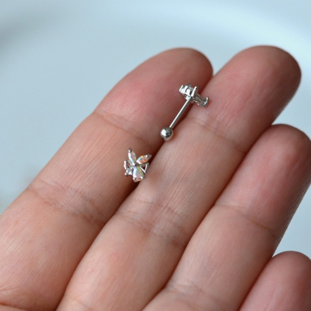 Heppii Hologram Çiçek Helix Piercing Kıkırdak Cerrahi Çelik Gümüş Renk - Çok Renkli Altın & Gümüş Piercing Fiyatı