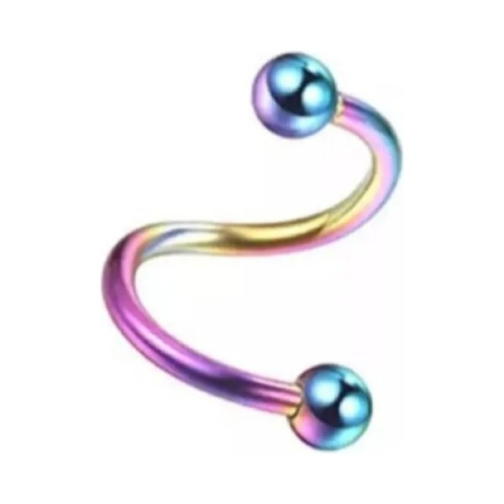 Heppii Hologram Renkli Renk Cerrahi Çelik Spiral Piercing Kulak Dudak Burun Kaş Kıvrımlı Piercing - Çok Renkli Altın & Gümüş Piercing Fiyatı