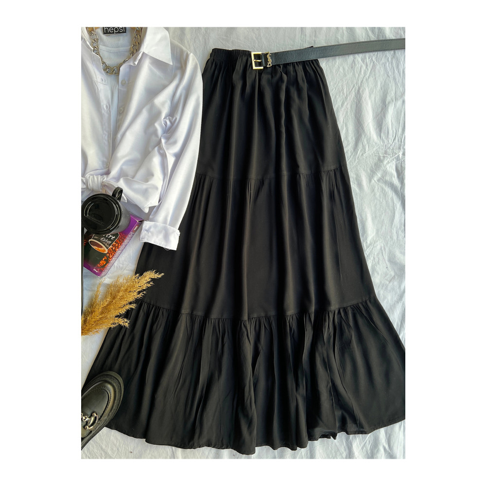 Hepsi Moda Fırfırlı Etek - 08 - Th - Siyah Standart Beden Etek Fiyatı