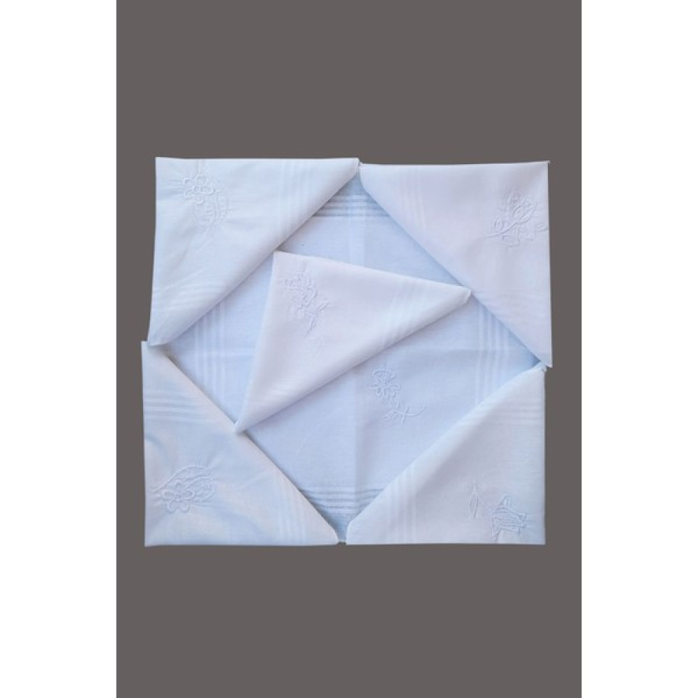 Hepsine Rakip Çiçek Işlemeli 6 Lı Bayan Beyaz Mendili 28X28 cm 100 Pamuk Mendil Fiyatı