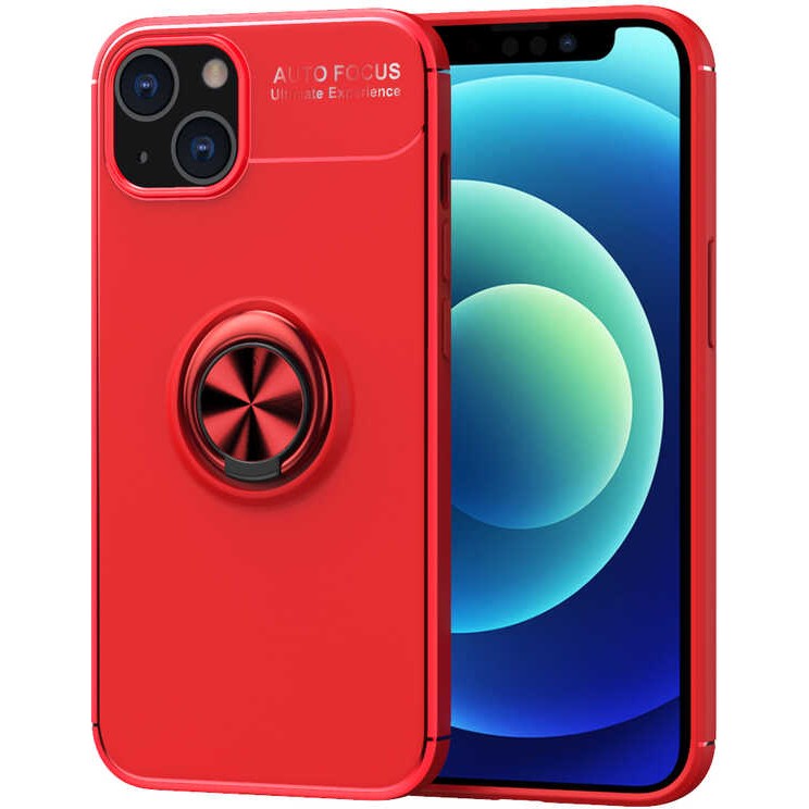 Heptek İletişim Apple Apple iPhone 13 Kılıf Kamera Çıkıntılı Renkli Yüzüklü Standlı Mıknatıslı Kapak (Ravel) - Kırmızı Cep Telefonu Kılıfı Fiyatı