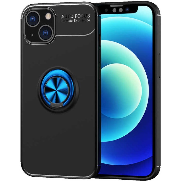 Heptek İletişim Apple Apple iPhone 13 Kılıf Kamera Çıkıntılı Renkli Yüzüklü Standlı Mıknatıslı Kapak (Ravel) - Siyah - Mavi Cep Telefonu Kılıfı Fiyatı