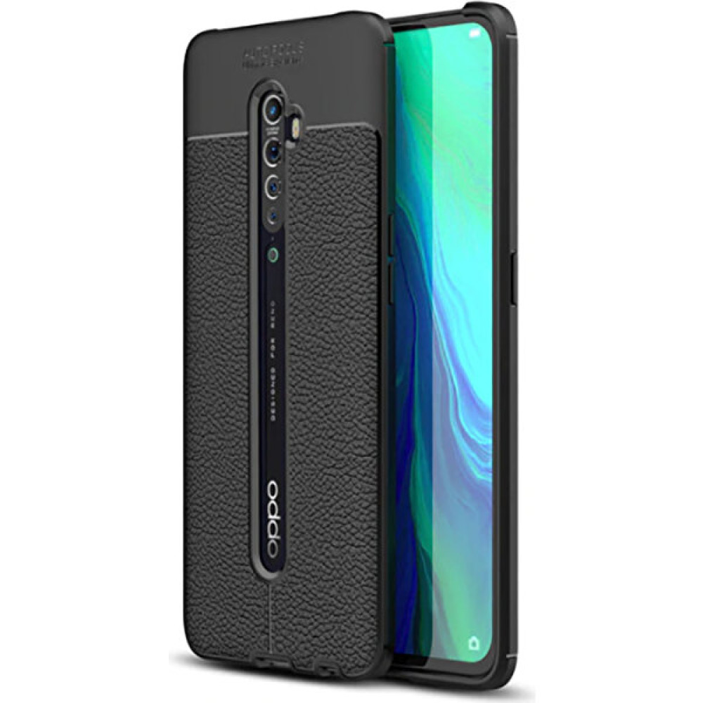 Heptek İletişim Oppo Reno 2z Kılıf Deri Görünümlü Renk Atmayan Dayanaklı Silikon Kapak (Niss) - Siyah Cep Telefonu Kılıfı Fiyatı
