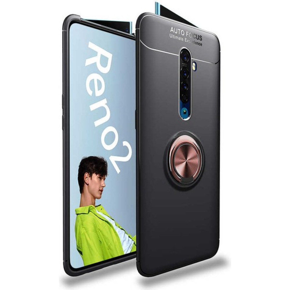 Heptek İletişim Oppo Reno 2z Kılıf Kamera Çıkıntılı Renkli Yüzüklü Standlı Mıknatıslı Kapak (Ravel) - Siyah - Rose Gold Cep Telefonu Kılıfı Fiyatı