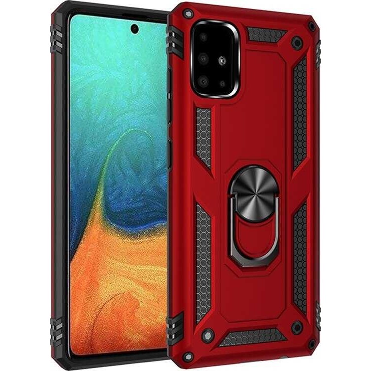 Heptek İletişim Samsung Galaxy A51 Kılıf Tank Zırh Yüzüklü Mıknatıslı Standlı Kapak (Vega) - Kırmızı Cep Telefonu Kılıfı Fiyatı
