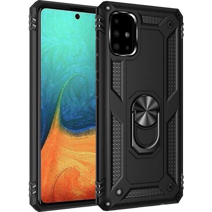 Heptek İletişim Samsung Galaxy A51 Kılıf Tank Zırh Yüzüklü Mıknatıslı Standlı Kapak (Vega) - Siyah Cep Telefonu Kılıfı Fiyatı