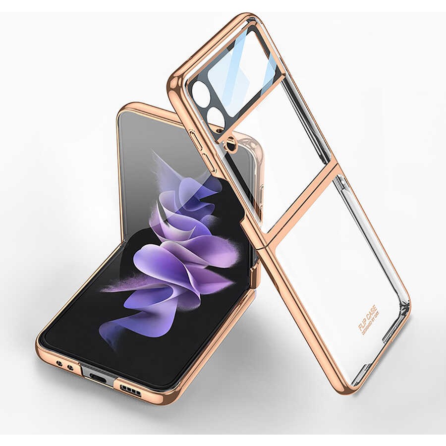 Heptek İletişim Samsung Galaxy Z Flip 4 Kılıf Kamera Lens Korumalı Kenarları Renkli Parlak Sert Şeffaf Kapak - Gold Cep Telefonu Kılıfı Fiyatı