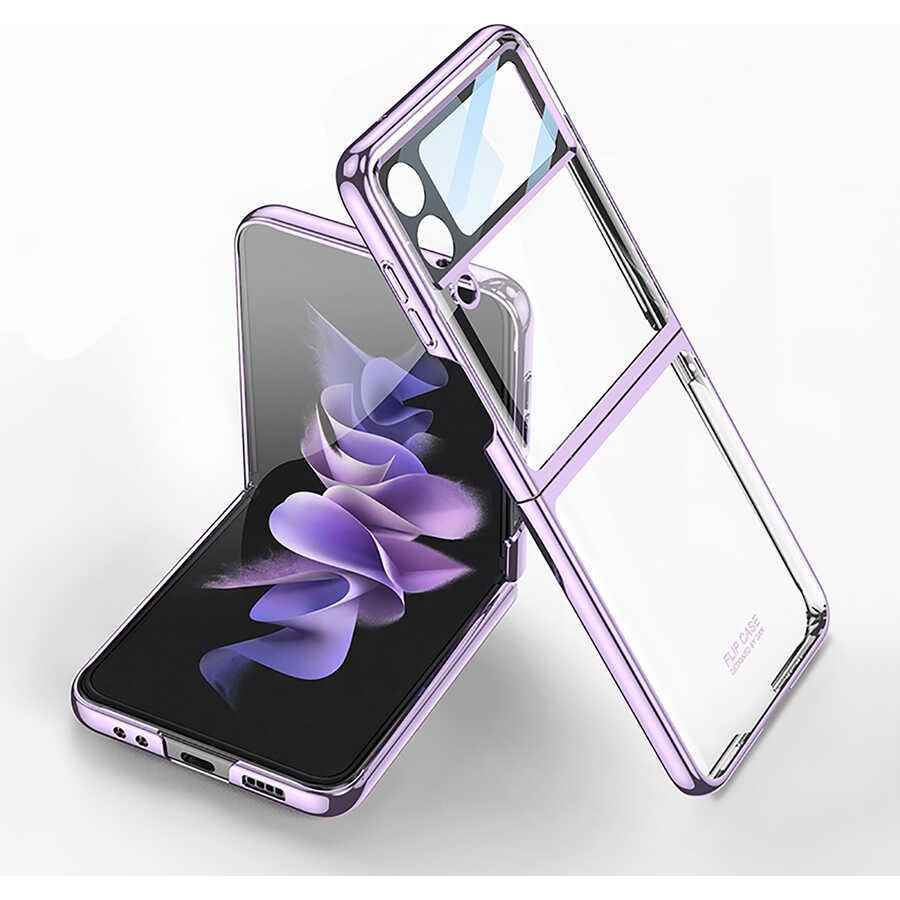 Heptek İletişim Samsung Galaxy Z Flip 4 Kılıf Kamera Lens Korumalı Kenarları Renkli Parlak Sert Şeffaf Kapak - Mor Cep Telefonu Kılıfı Fiyatı