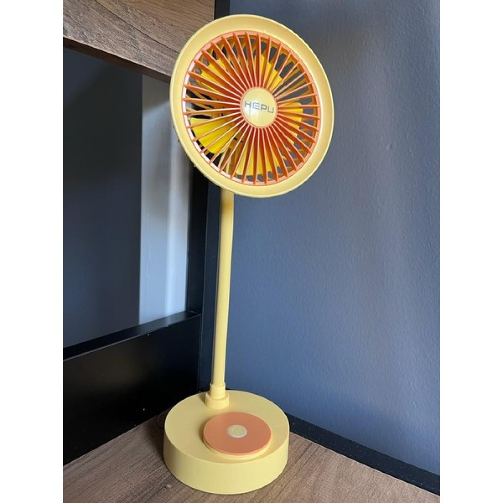Hepu 9050B Mini Şarjlı Masa Üstü Vantilatör USB Fan 1200 Mah 5 Kollu Süper Soğutma - Sarı Vantilatörler Fiyatı