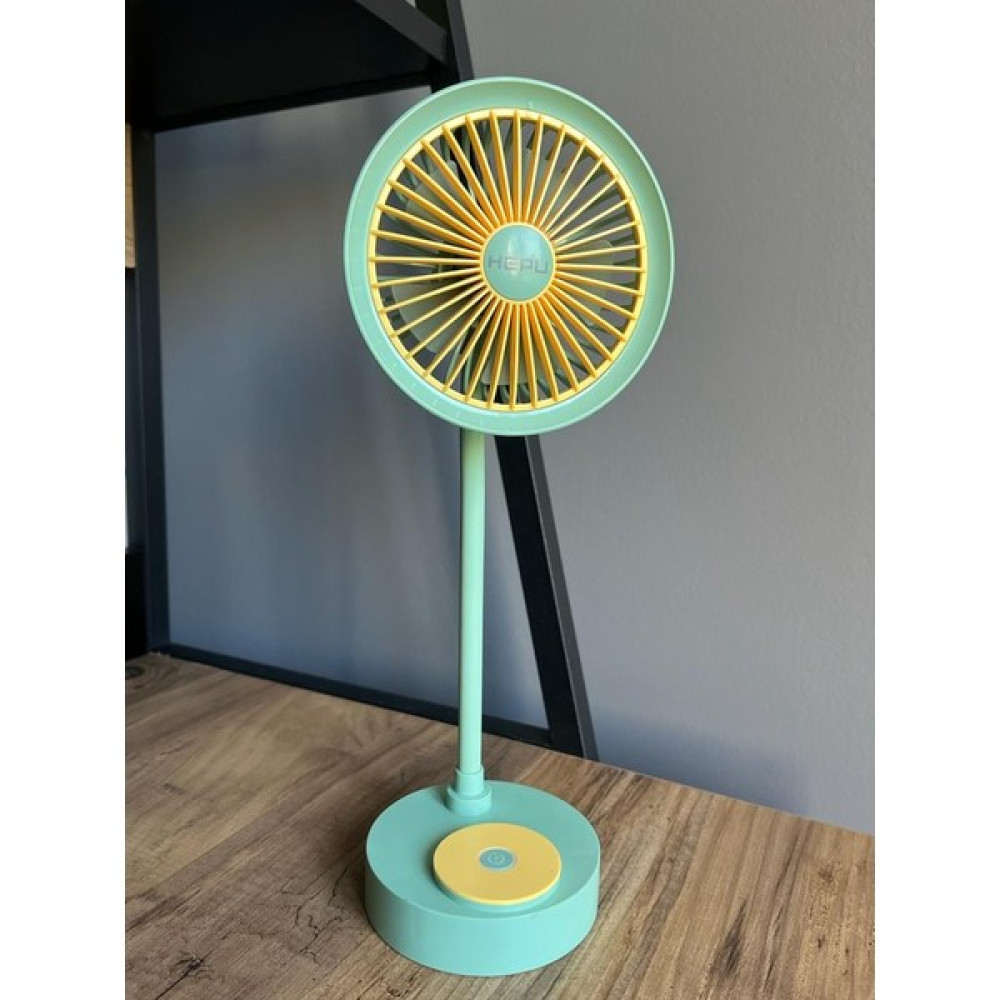 Hepu 9050B Mini Şarjlı Masa Üstü Vantilatör USB Fan 1200 Mah 5 Kollu Süper Soğutma - Yeşil Vantilatörler Fiyatı