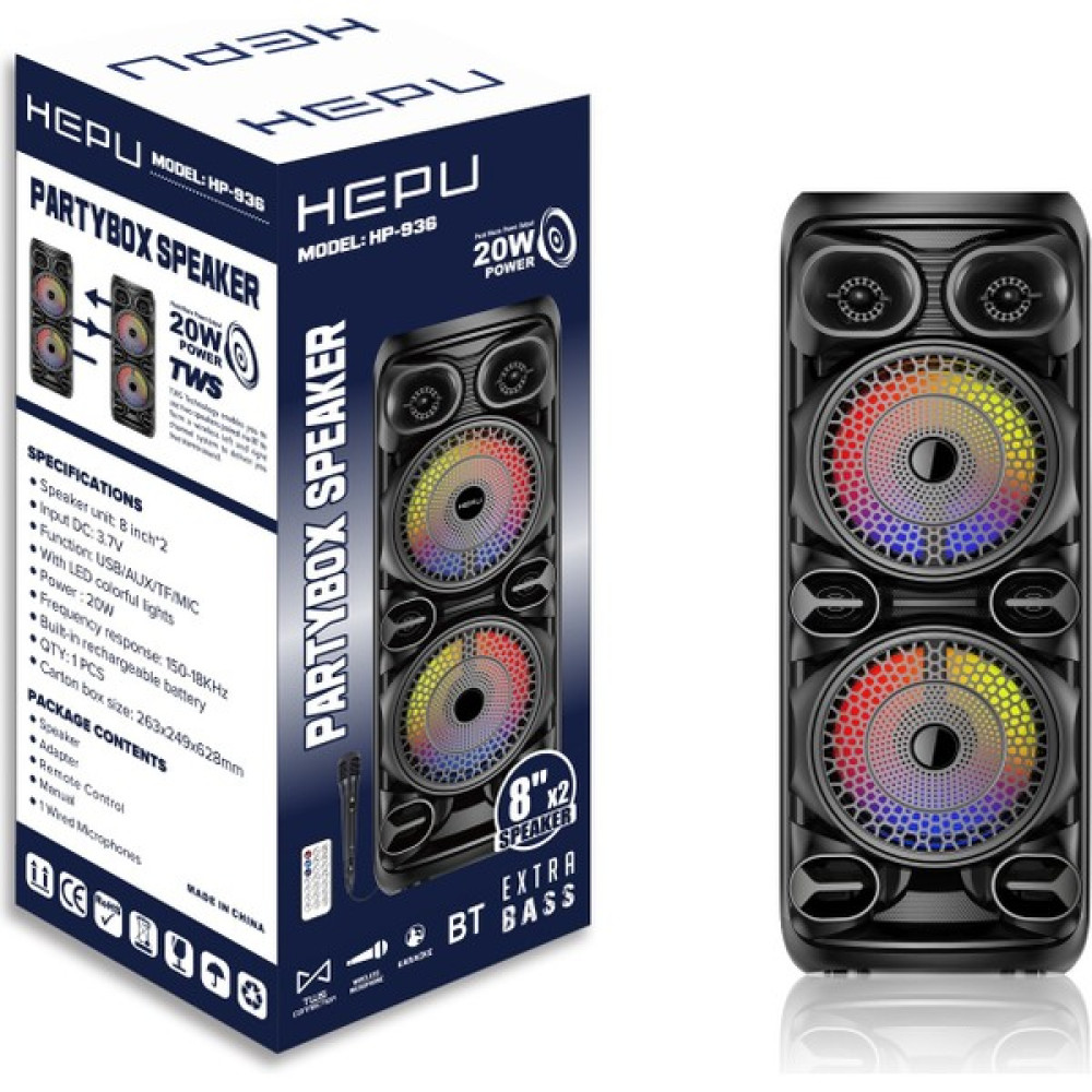 Hepu 936 Tws Bluetooth Speakers Parti Hoparlörü Mikrofonlu 8 Inc*2 Subwoofer - 1 Adet Bluetooth Hoparlör Fiyatı