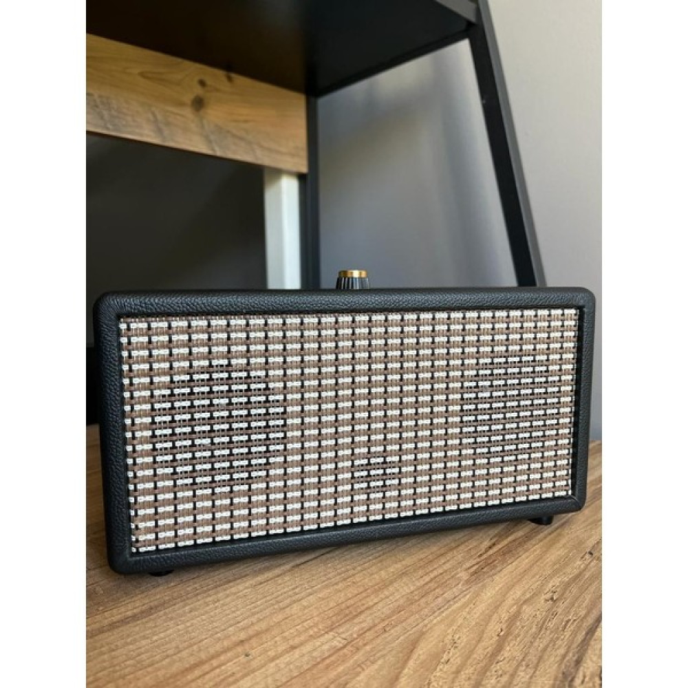HEPU HEPU-4822 Deri Kaplama Nostaljik Dekoratif Bluetooth Hoparlör Ultra Bass - Siyah Bluetooth Hoparlör Fiyatı