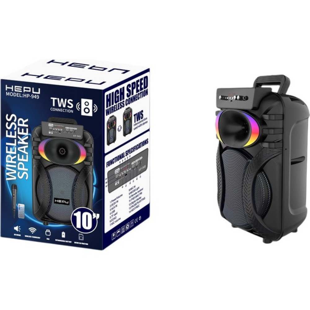Hepu HP-949 Mikrofonlu Bluetooth Parti Hoparlörü 10 Inc Extra Bass - 1 Adet Bluetooth Hoparlör Fiyatı