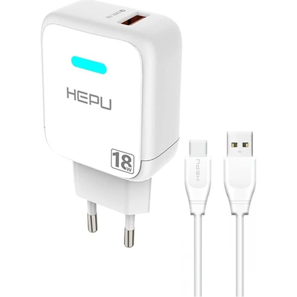 Hepu HP618T Qc3.0 18W Seyahat Şarj Aleti Usb-Type-C Kablo Set - Beyaz Cep Telefonu Şarj Cihazı Fiyatı