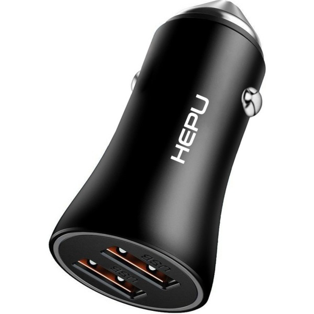 Hepu HP779 Qc3.0 2x USB Metal Araç Şarj Aleti Adaptör - Siyah Cep Telefonu Araç Kiti Fiyatı