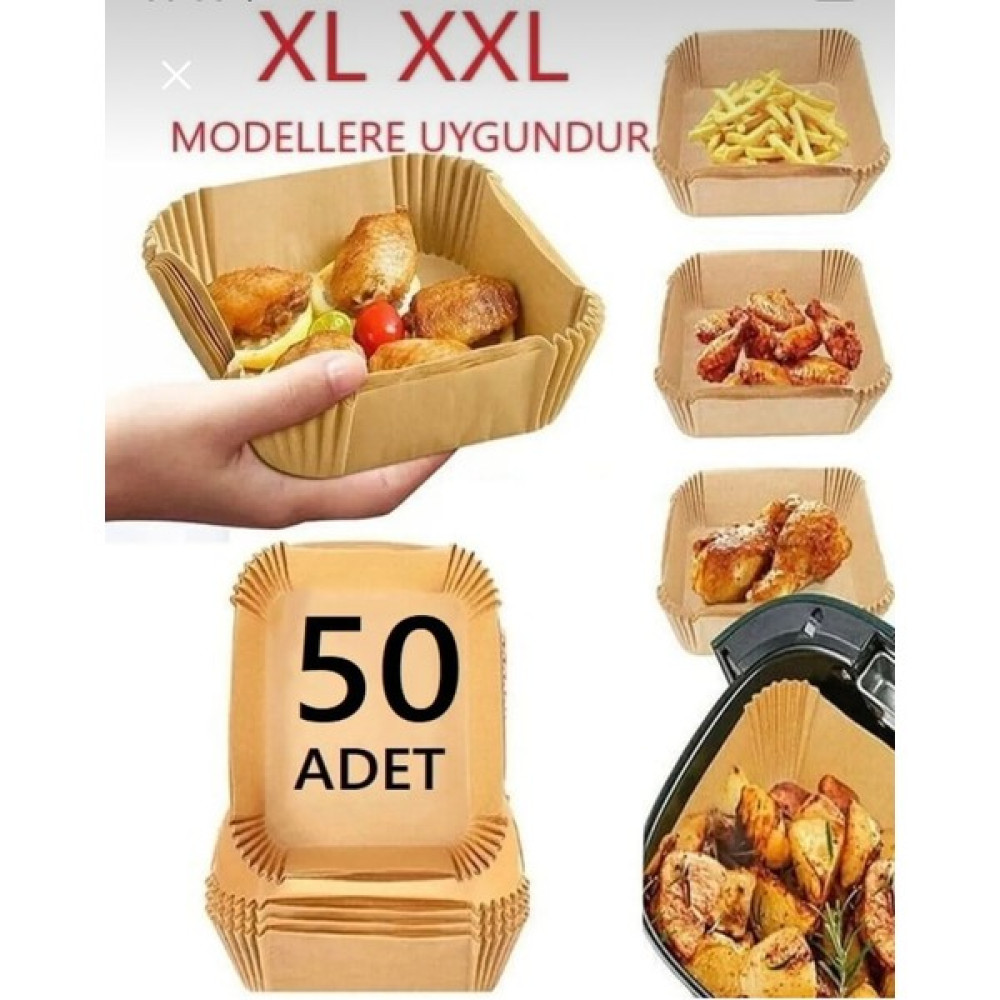 Her Modele Uyumlu Xl & Xxl 50 Adet Airfryer Pişirme Kağıdı - Kare Tabak Model - Airfryer Ustası Pişirme Kağıdı Fiyatı