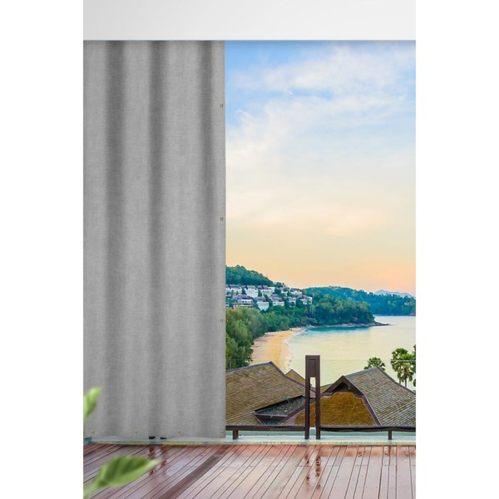 Her Ölçüde Enxboy Seçenekli Kuşgözlü Balkon Perdesi-Balkon Brandası Gri Lüks - 300 x 240 cm - Açık Gri Güneşlik Fiyatı
