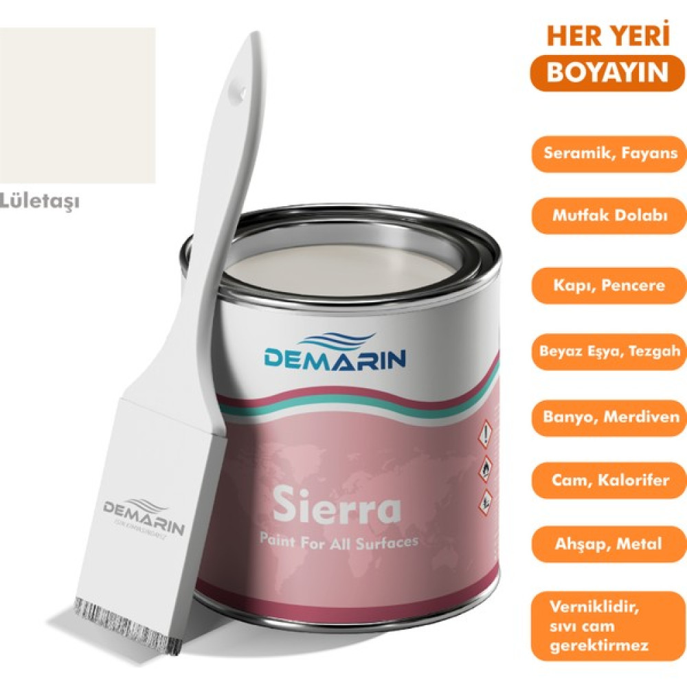 Her Şeyi Boyayabilen Demarin Sierra Tek Bileşen Fayans, Tezgah, Seramik, Mobilya, Zemin Boyası - 1 Kg - Lületaşı Boya Malzemeleri Fiyatı